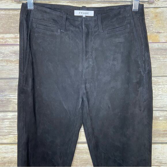 Frame Easy lamb suede pants black cropped  women's Size XXS - Picture 5 of 9
